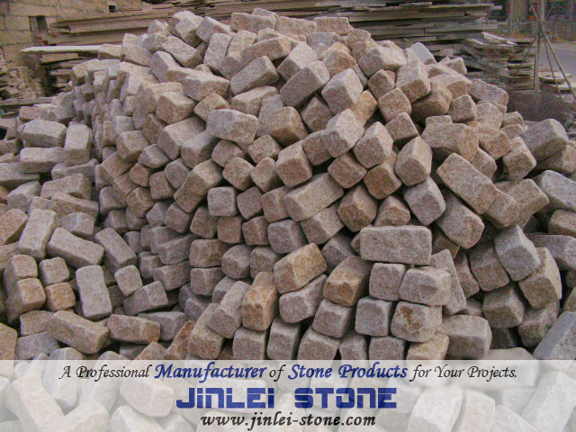 Natural Split Yellow Granite Reclaimed Cobblestone