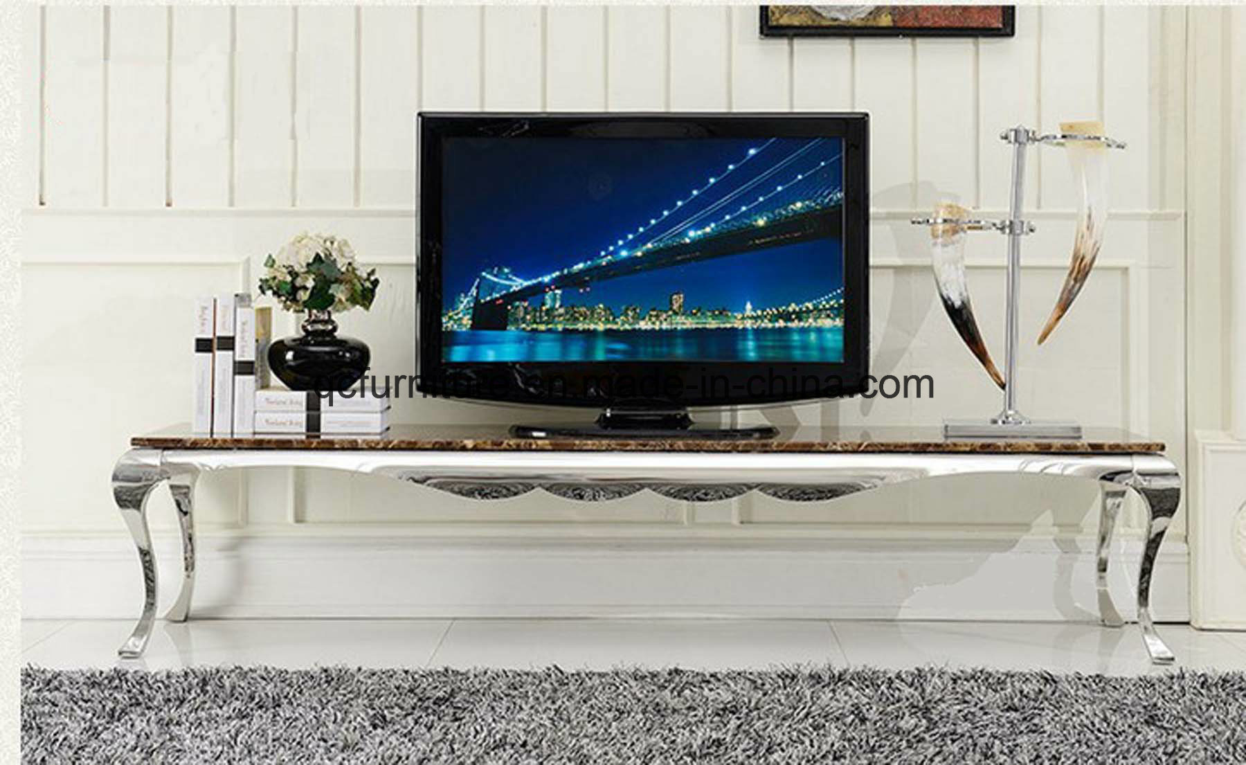 Simple Design Four Legs TV Stand with Marble Top 870#