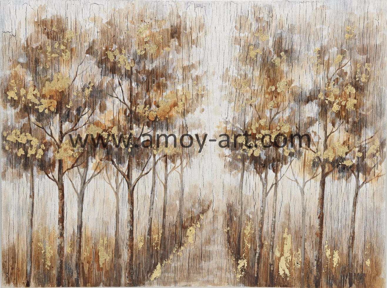 Handmade Golden Tree Oil Paintings on Canvas for Home Decoration