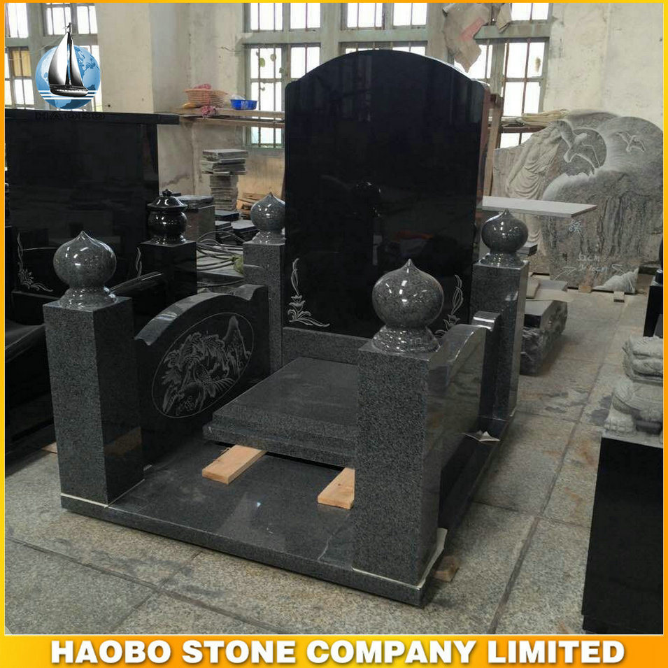 Traditional Black Granite Chinese Monument