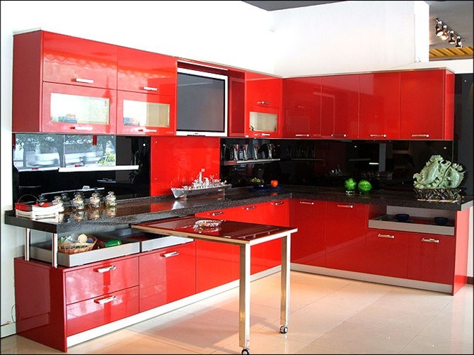 Glossy Customized Wood Acrylic Kitchen Cabinets for Hotel Furniture (Acrylic for cabinet doors)