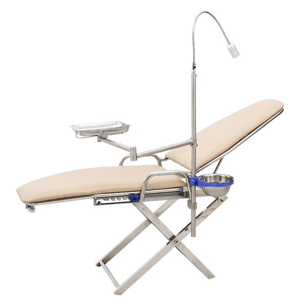 Leather New Folding Portable Dental Chair with Travelling Wheels