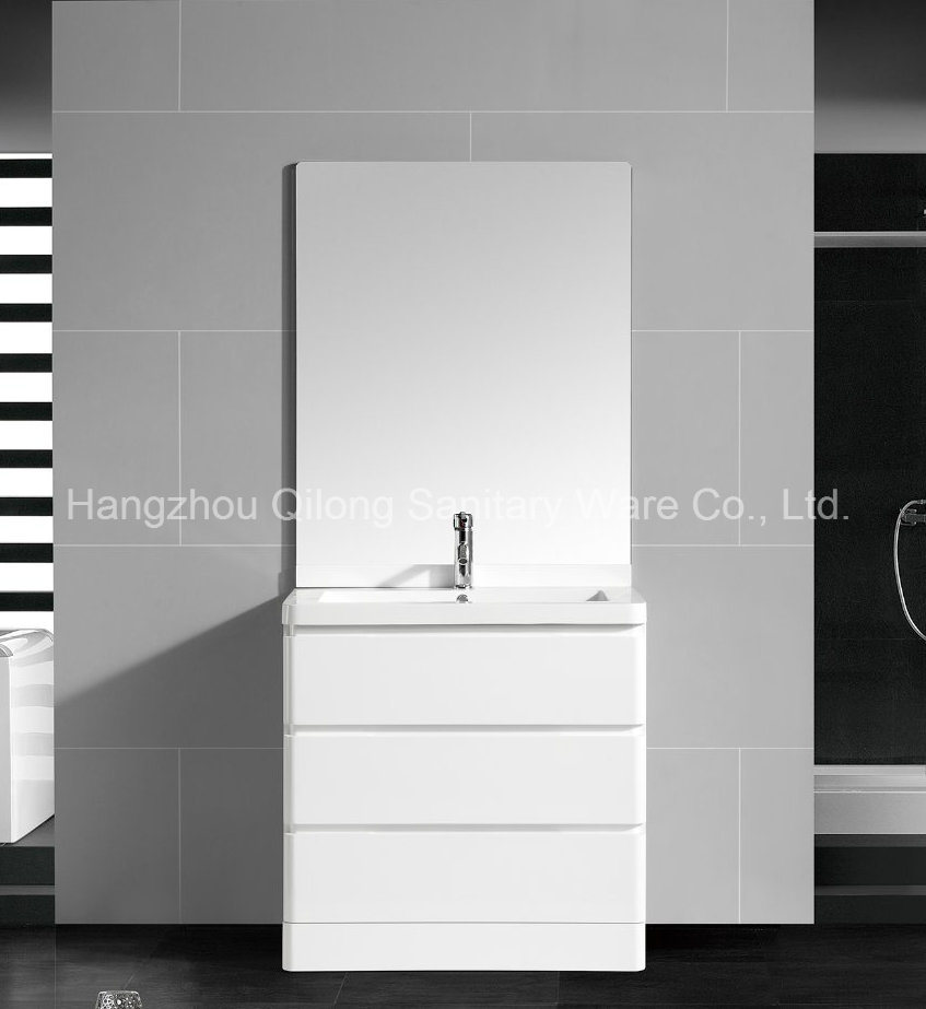 Floor-Standing PVC Cabinet with Resin Basin in Bathroom