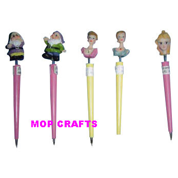 Polyresin Pen Crafts with Resin Cartoon Figure