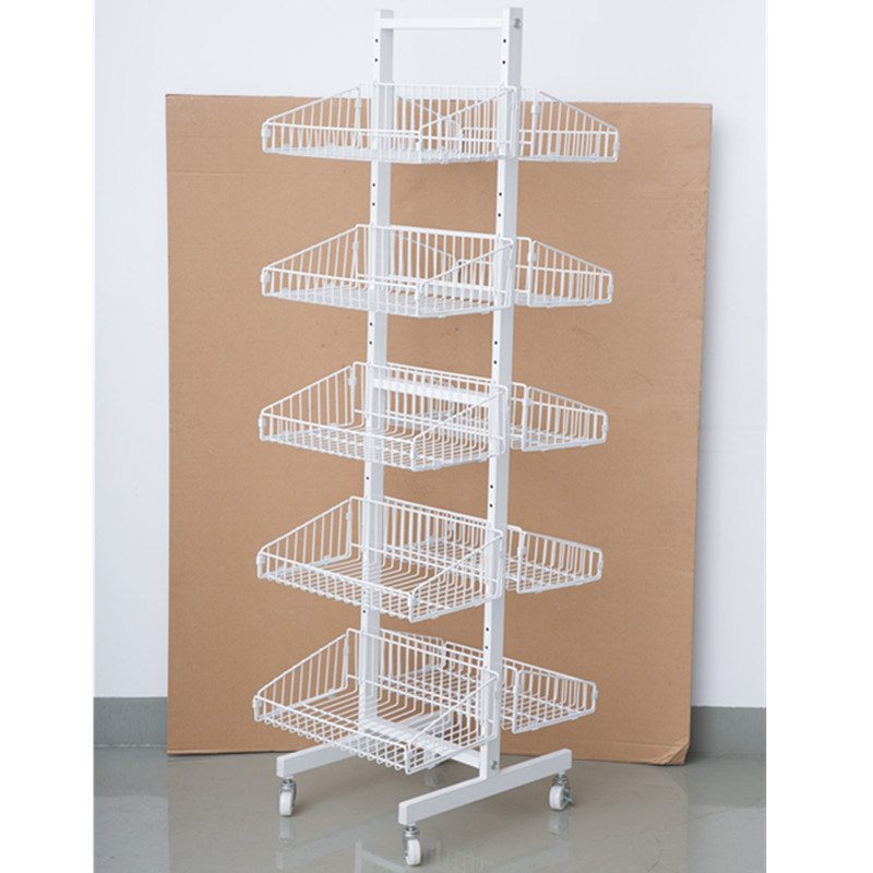 General Store Item Retail Display Racks Double Side Basket Shelf