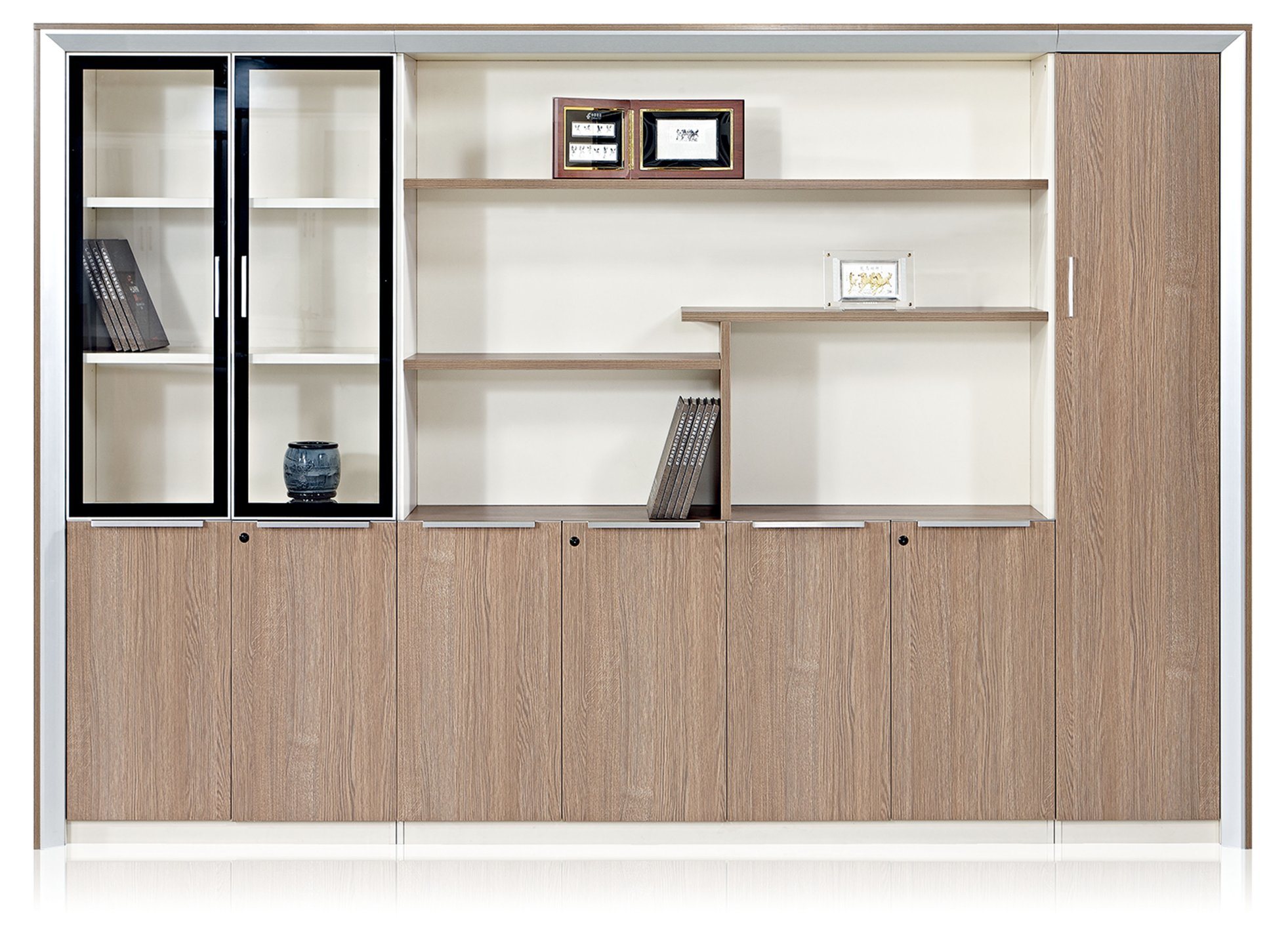 Modern Melamine 7 Doors Booksheif Filing Bookshelf for Office Project