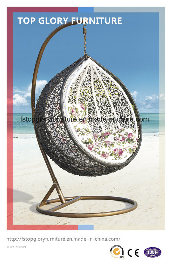 PE Wicker Rattan Hanging Outdoor Furniture Swing (TGDL-012)