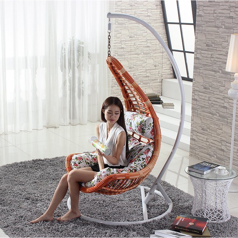 Rattan Shaped Swing Chair Wicker Hanging Single Seat Swing Chair D018A