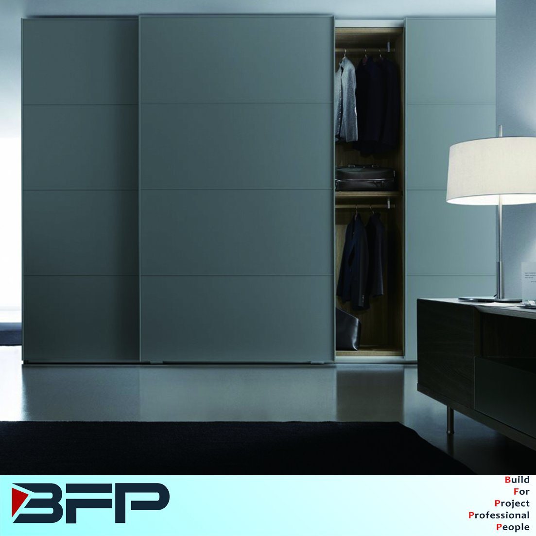 Grey Sliding Wardrobe Bedroom Closet