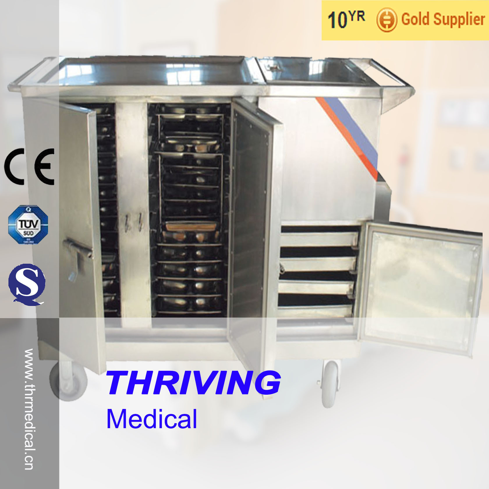 Big Capacity! ! ! Stainless Steel Hospital Heating Food Trolley