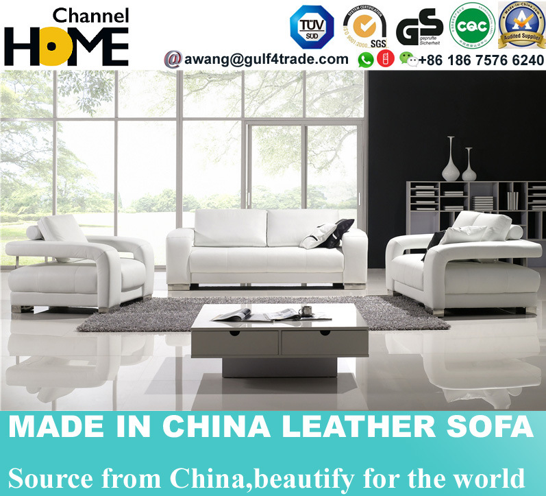 Hot-Selling White Leather Living Room 1+2+3 Sectional Sofa (HC6017)