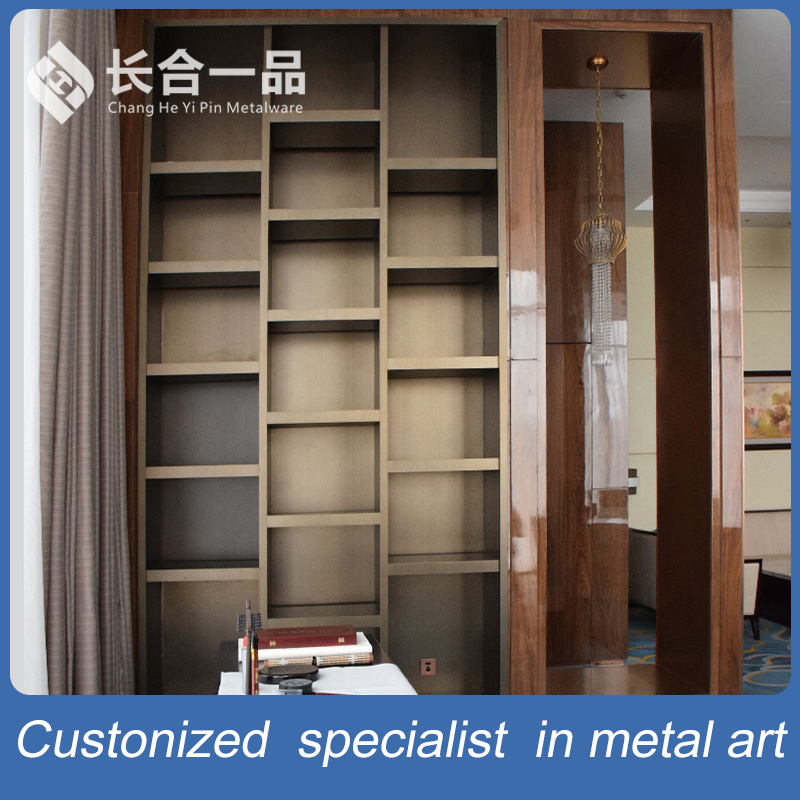 Customized Antique Barass Stainless Steel Bookcase/Bookrack for Living Room