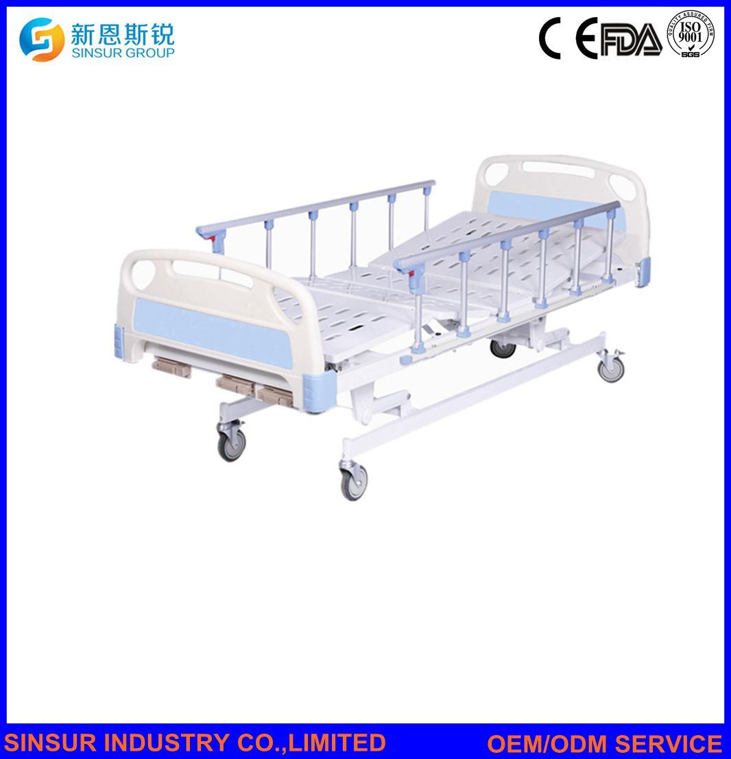 Hospital Furniture Manual Three Shake Aluminum-Alloy Side-Rail Medical Bed