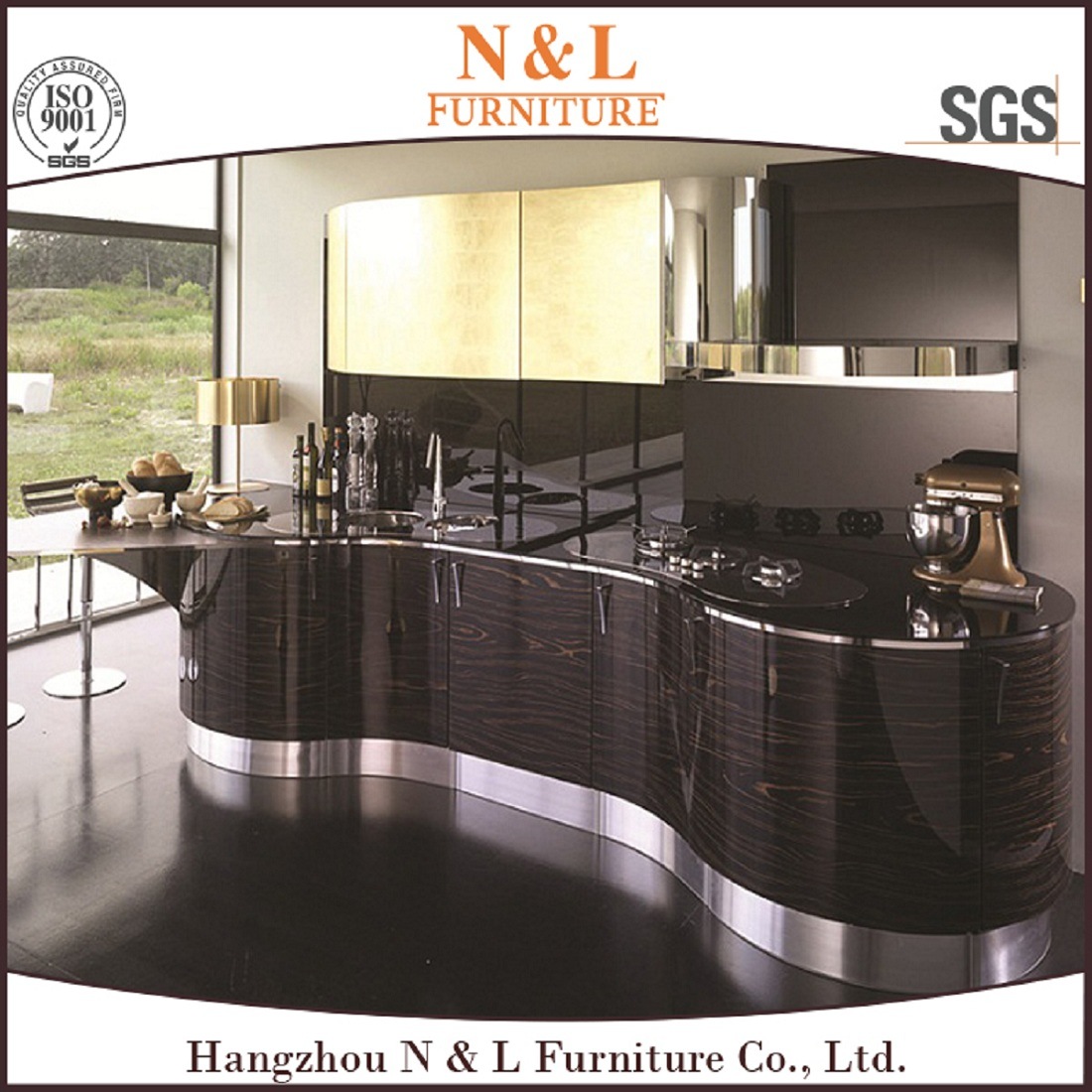 Modern Style Home Furniture MDF Wood Veneer Kitchen Furniture