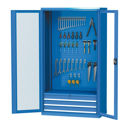 Popular Warehouse Steel Storage Cabinet with Glass Doors