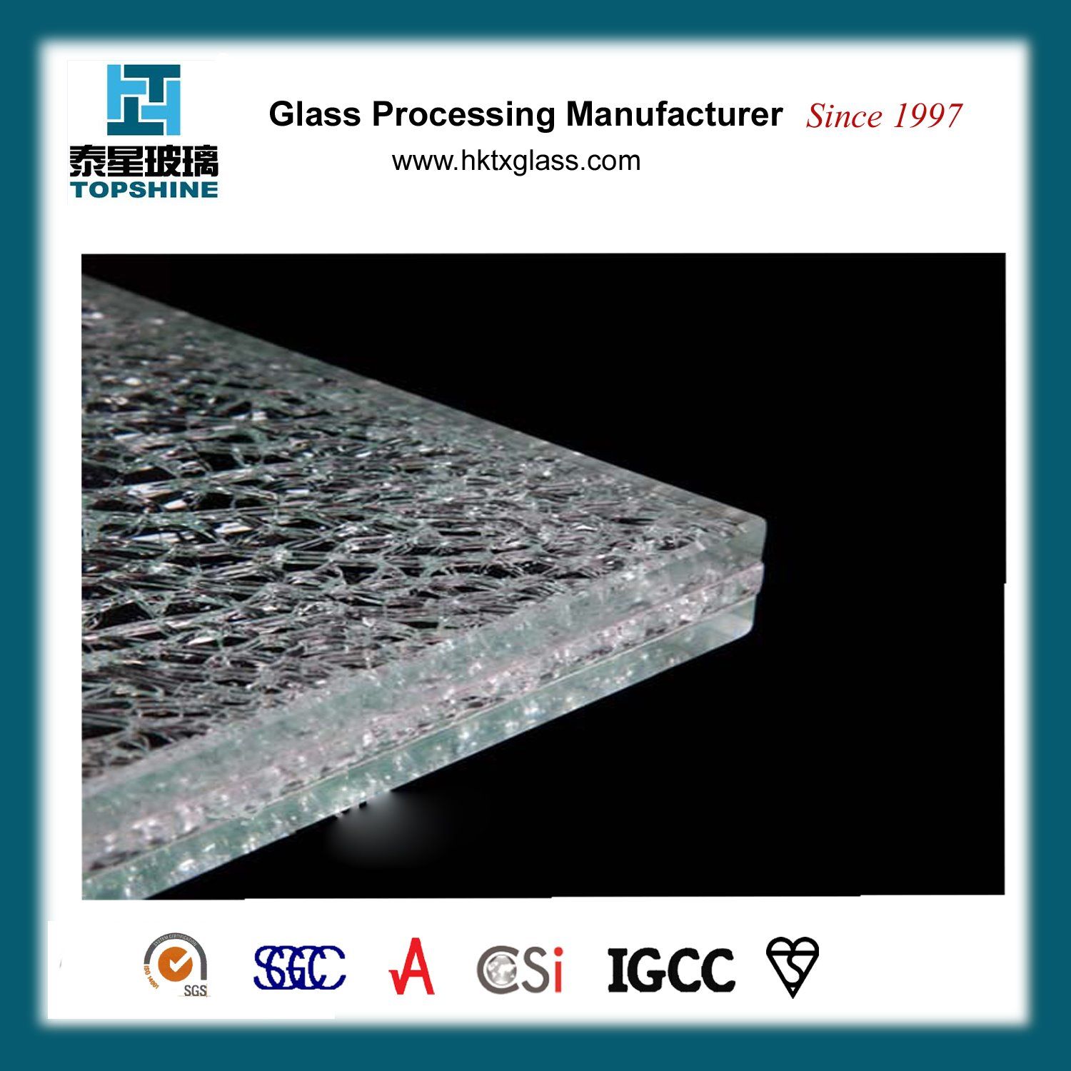 China Supplier Broken Design Ice Cracked Glass Table Top for Home Furniture