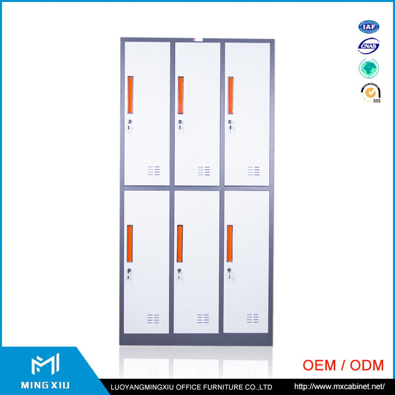 Luoyang Mingxiu Steel Furniture 6 Door Metal Lockers Storage Cabinets / Steel Locker Cabinet