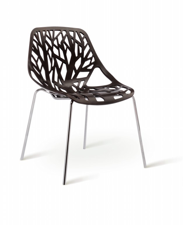 Black Shell Chair with Metal Leg