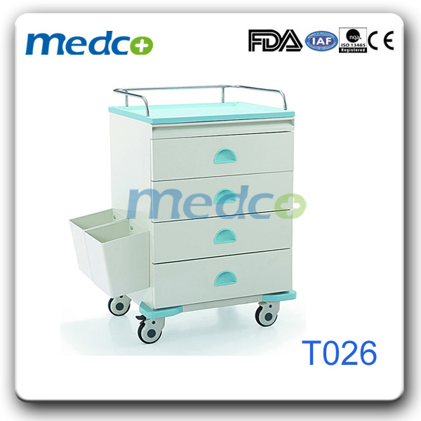 Hot Sale! Hospital Metal Treatment Patient Medicine Trolley with ABS Top Surface