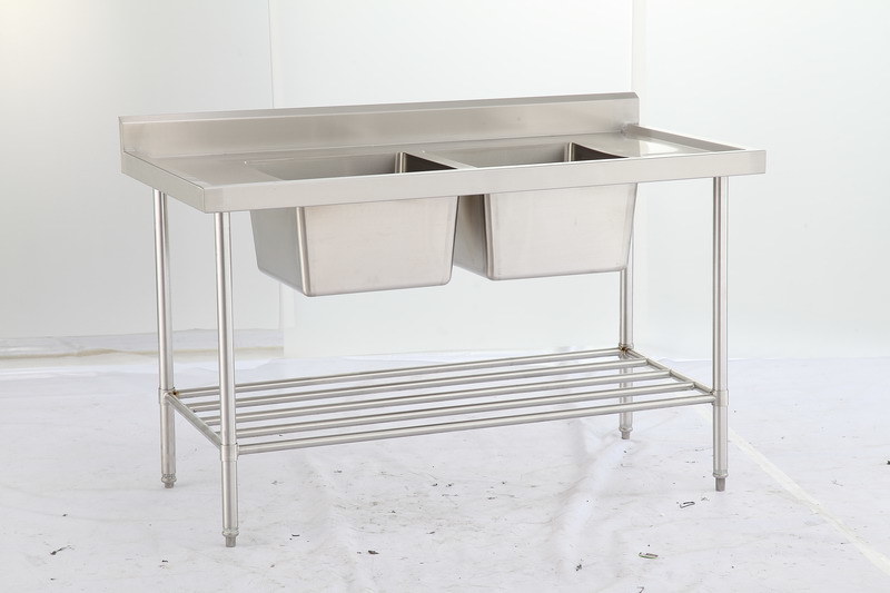 Stainless Steel 2-Sink Worktable