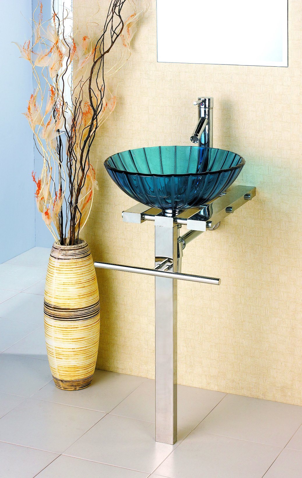 Tempered Glass Wash Basin with S/S Stand