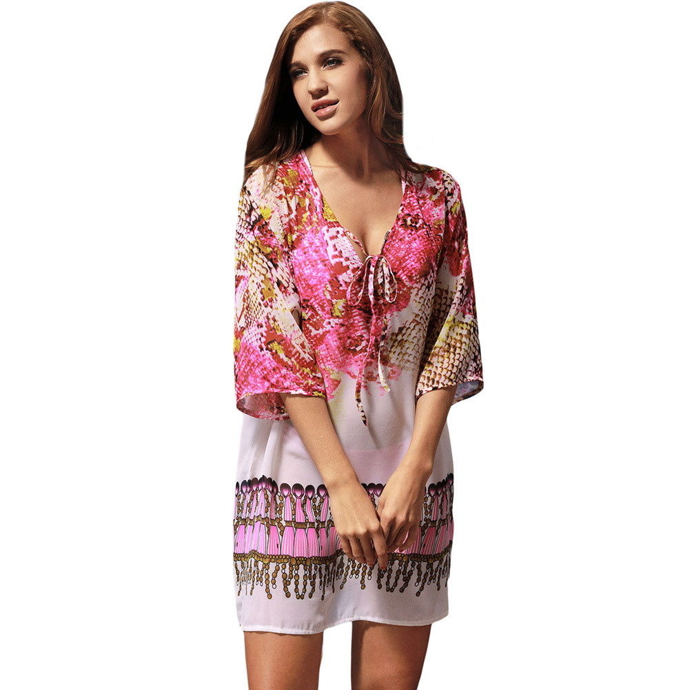 Serpentine Print Hi-Lo Hem Beach Cover-up