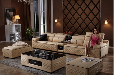 Modern Leather Sectional Sofa with U Shap