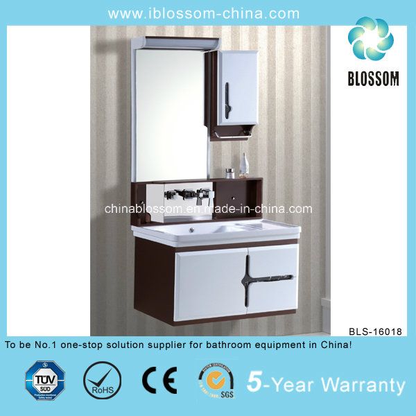 PVC Materical White Lacquer Finish Bathroom Cabinet (BLS-16018)