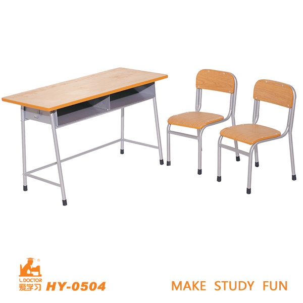 Wood Kids Furniture Double Educational Table with Chairs