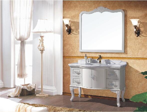 Traditional Rubber Solid Wood Bathroom Cabinet