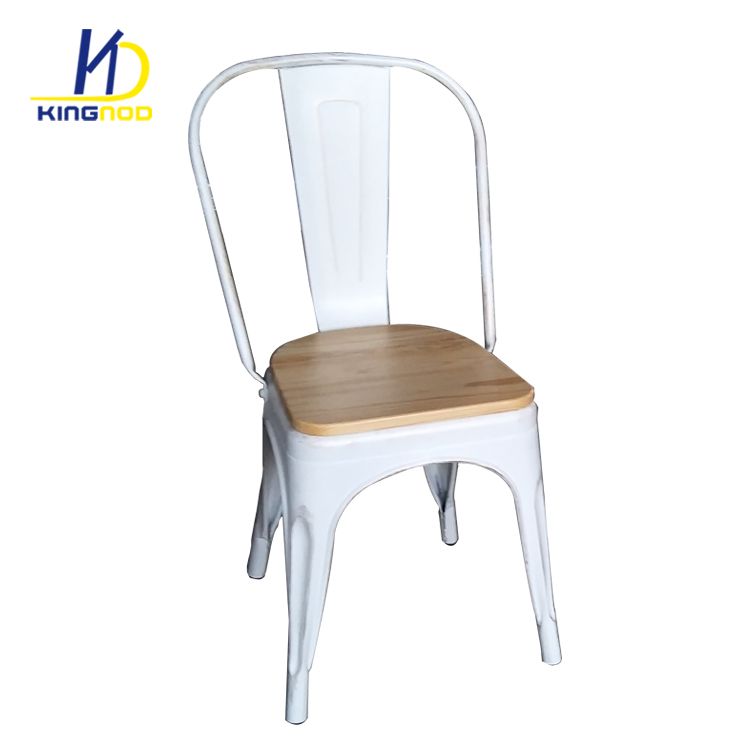 Cheap Powder Coated Metal Tolix Restaurant Chairs with Wood Seat