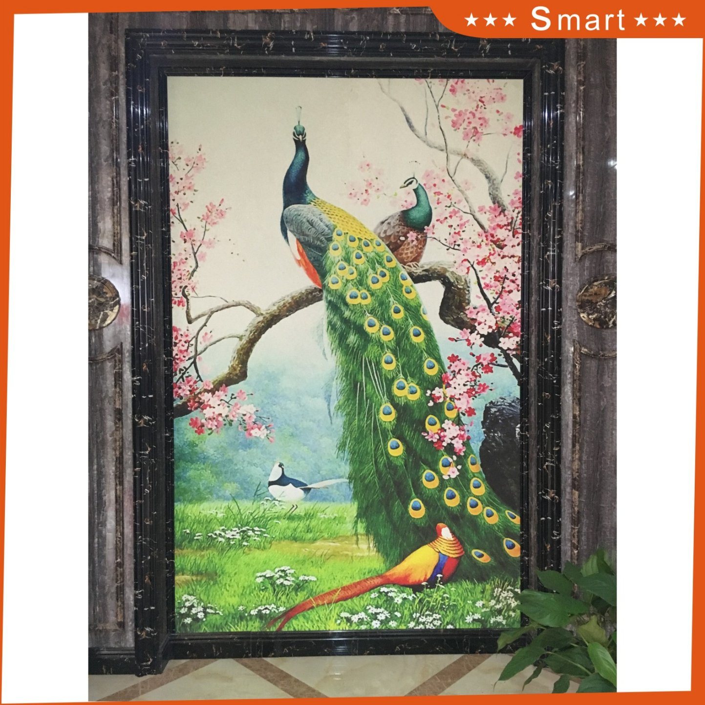 Furniture Decoration Peacock Paintings Art with Frame Canvas Oil Painting