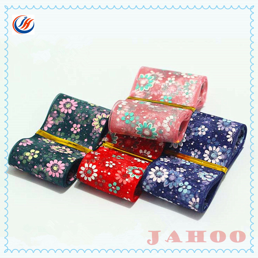 Hot Selling Fashion Style Nylon Organza Sheer Printed Ribbon for Decoration