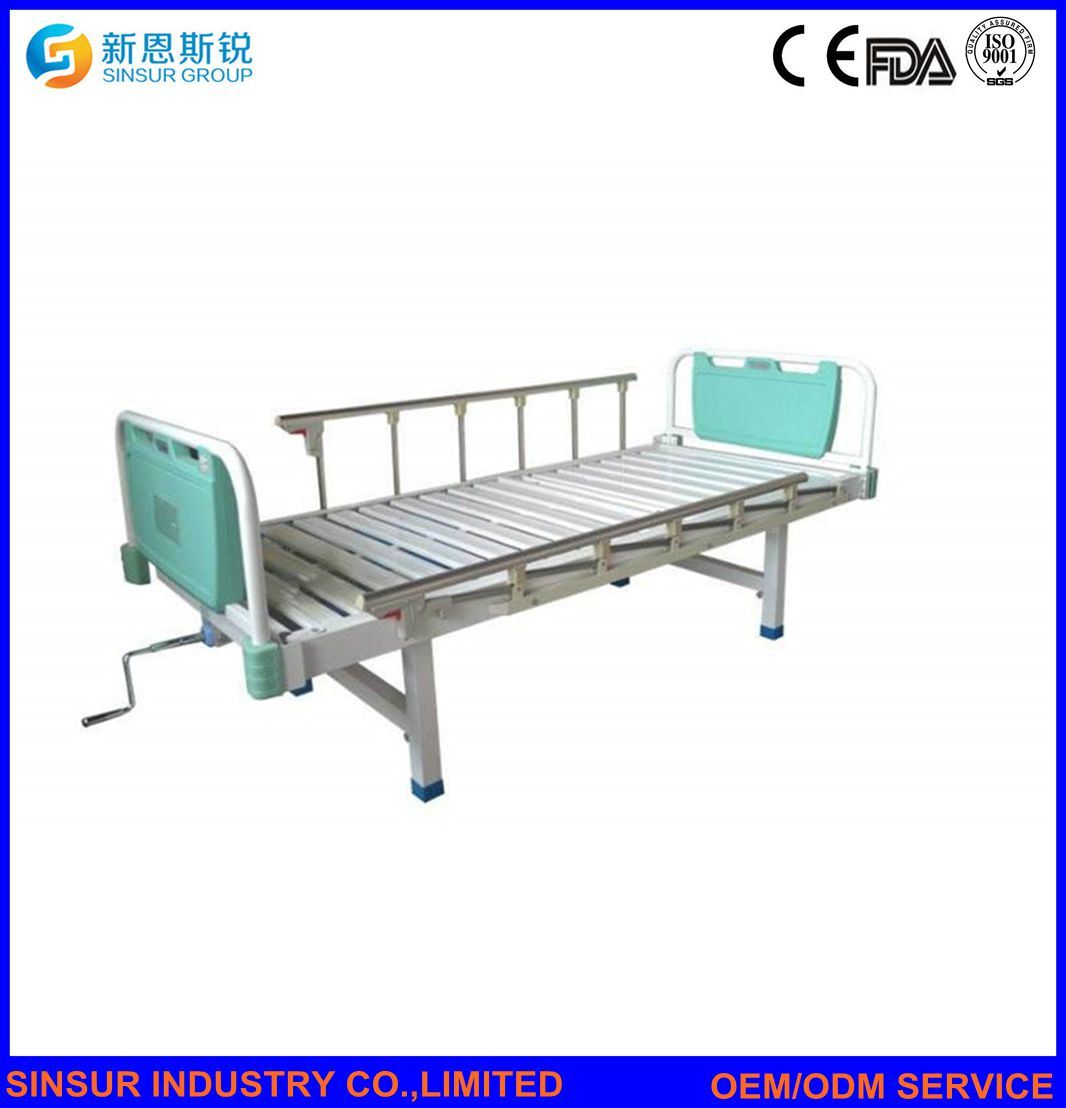 ISO/CE Medical Furniture Single-Shake Manual Aluminum Alloy Guardrail Hospital Beds