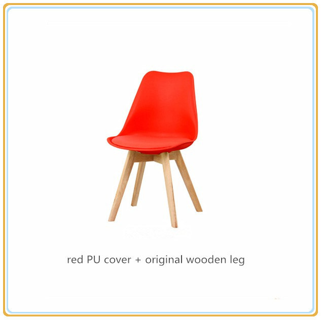 Chairs/Home Chairs/Dining Chairs (Red PU Cover and Original Wooden Legs)