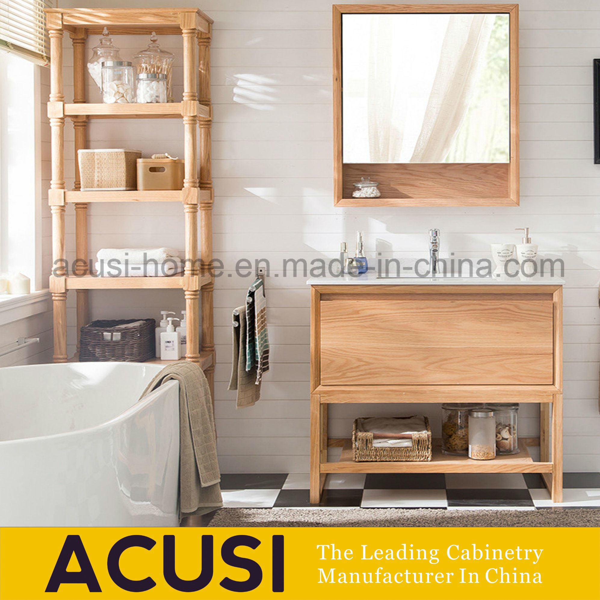 New Arrival Marble Counter Wooden Modern Bathroom Vanity Cabinets (ACS1-W86)