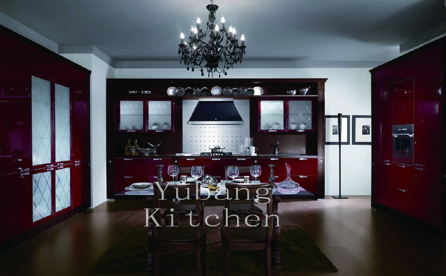 Hot Sale New Design Lacquer Wood Kitchen Cabinet (Kitchen #M2012-6)