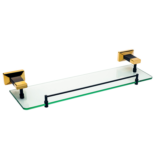 Premium Sanitary Ware Brass Bathroom Shelves and Rack Glass Shelf