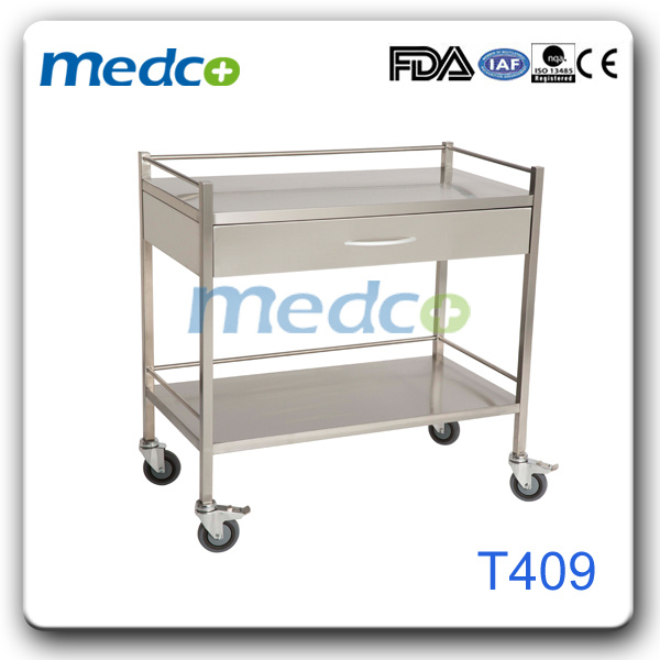 Hospital Stainless Steel Instrument Trolley for Nursing Treatment