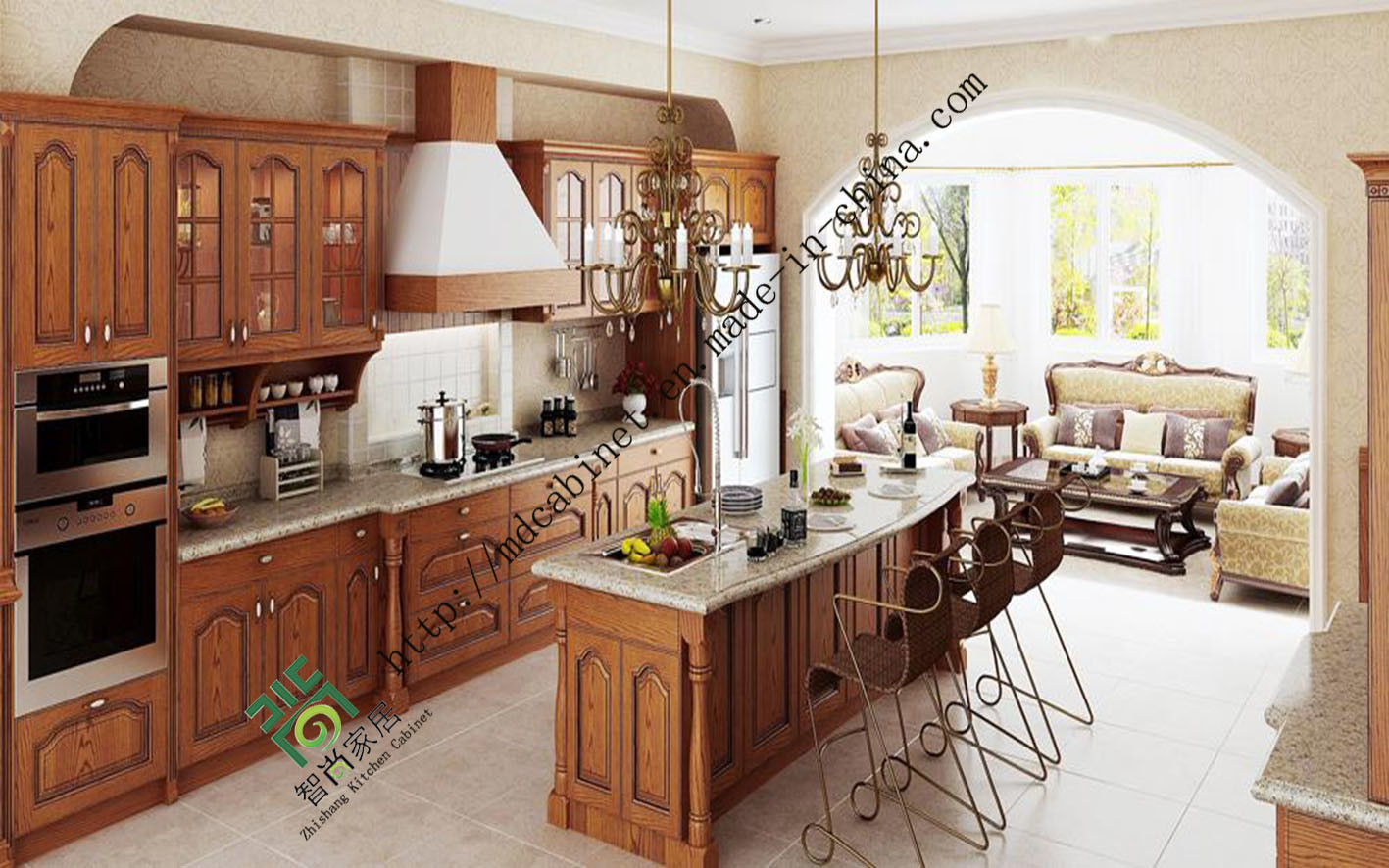 American Style Solid Wood Kitchen Cabinets (zs-299)