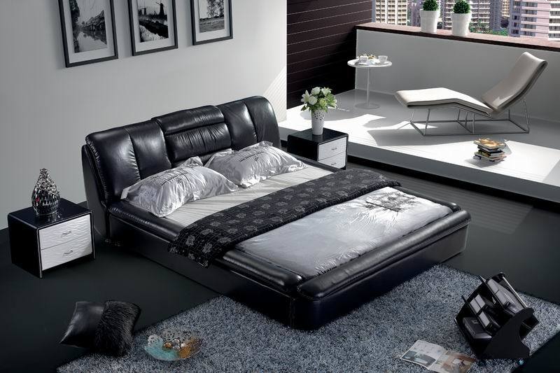 Hot Selling Genuine Leather Bed (SBT-5846)