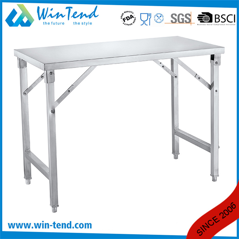 Stainless Steel Square Tube Collapsible Working Table with Height Adjustable Leg for Transport