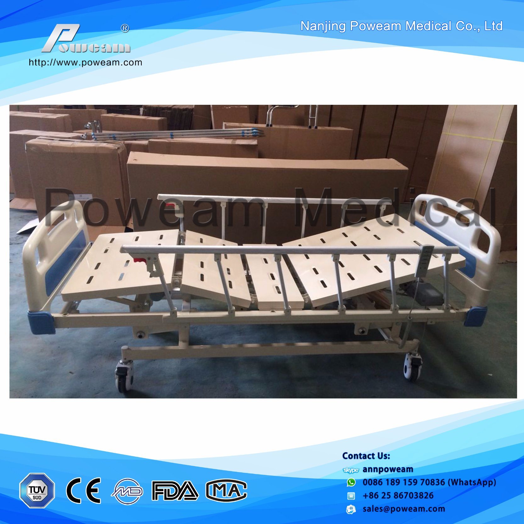 Multi-Function Electric Adjustable ICU Hospital Bed with Weight Scale