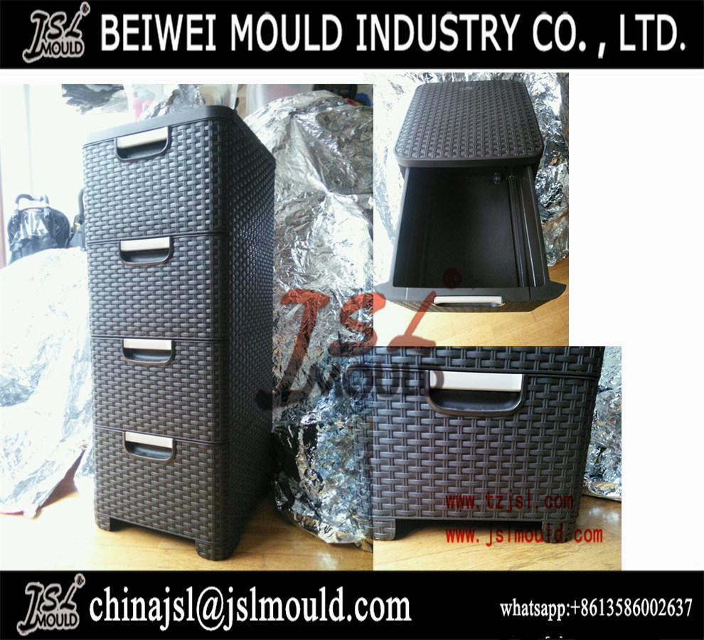 Injection Plastic Rattan Design 4 Drawers Cabinet Mould