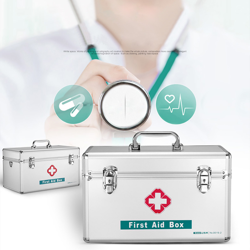 Household Medical First Aid Box with Lock and Portable Handle