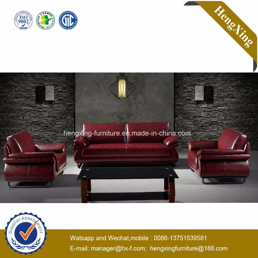Modern Office Furniture Genuine Leather Couch Office Sofa (HX-CF014)