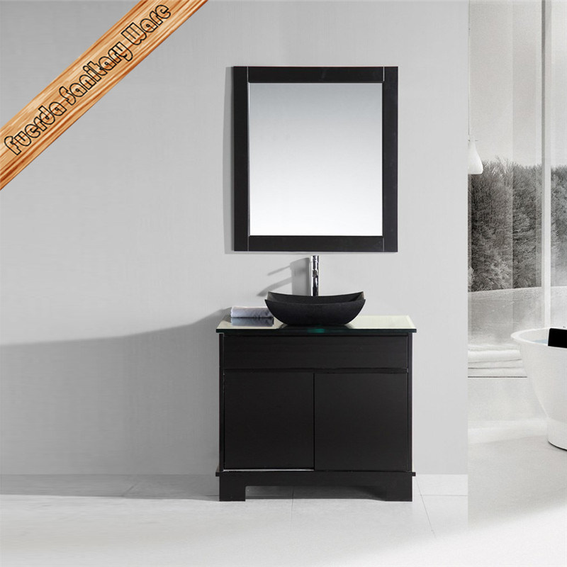 Modern Design Black Solid Wood Bathroom Cabinet