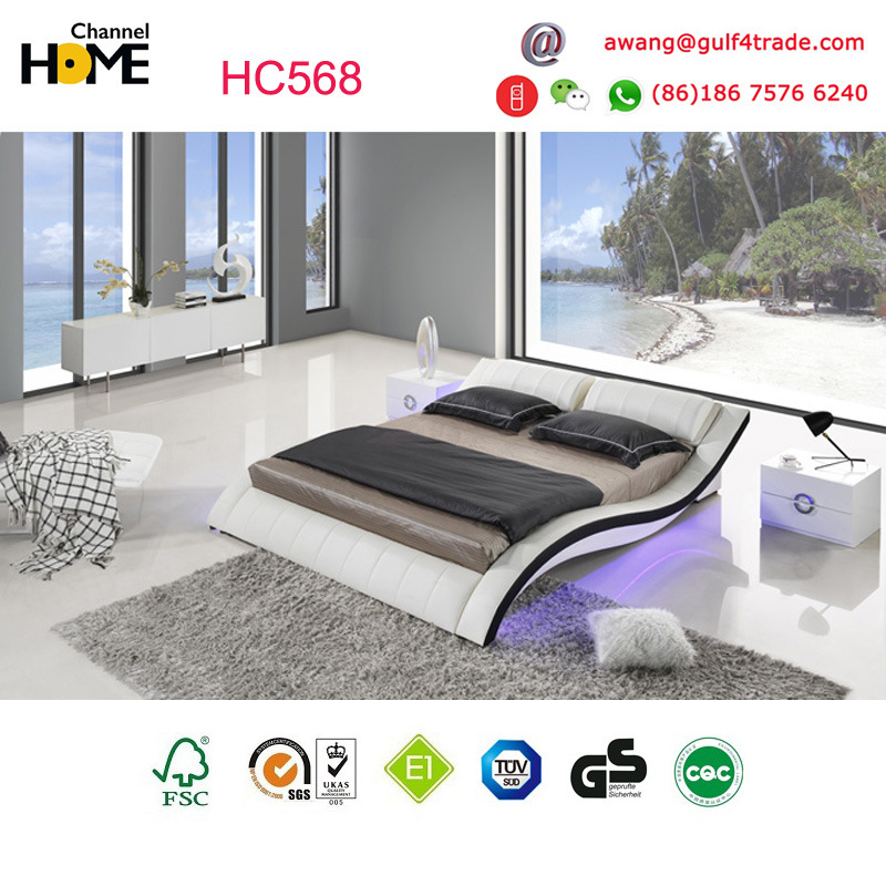 White Modern Leather Bed for Promotion (HC568)