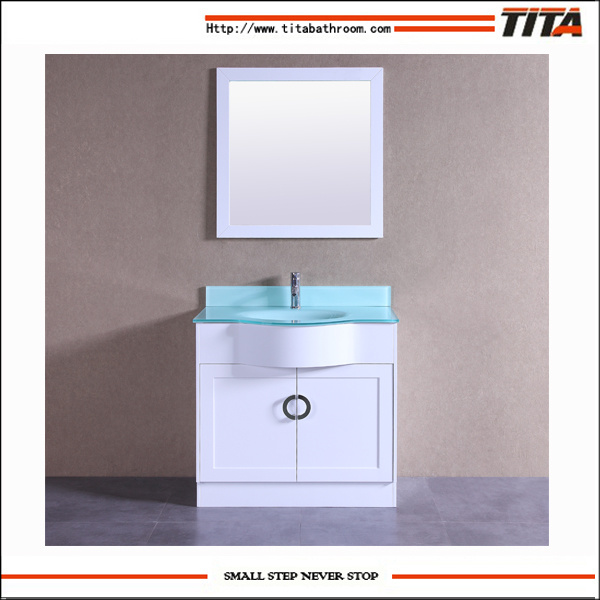 Hangzhou Factory Direct Wholesale Bathroom Cabinet with Tempered Glass Tops