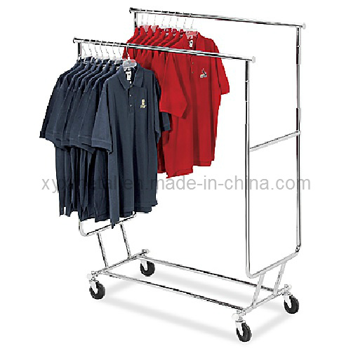 Foldable Collapsible Double Bar Rolling Garment Rails